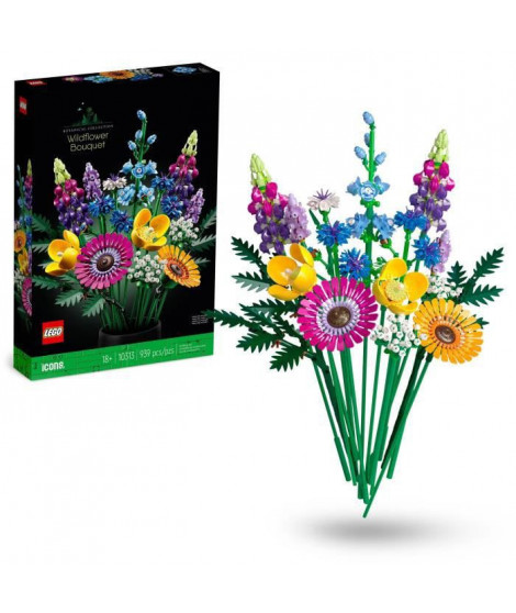 LEGO Icons 10313 Bouquet de Fleurs Sauvages, Plantes Artificielles avec Coquelicots, pour Adultes