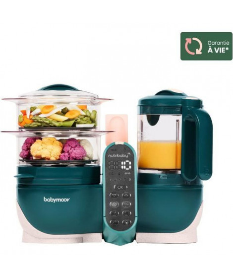 Babymoov Nutribaby+ - Robot Multifonctions 6 en 1 - Cuiseur-vapeur/Mixeur, Opal Green