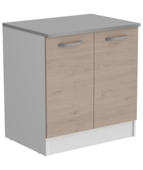 OSLO Meuble Bas 2 portes + plan - Décor Chene Jackson - L 80 x P 60 x H 86 cm