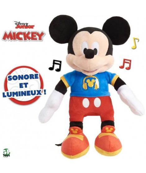 Mickey, Peluche musicale, avec fonctions sonores et lumineuses, 30 cm, Jouet pour enfants des 3 ans, MCC13