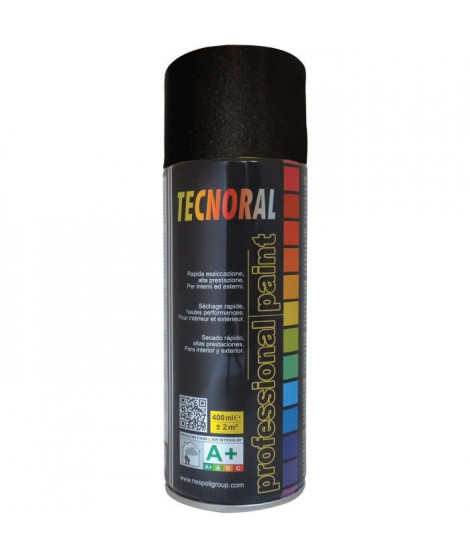 TECNORAL - Bombe de peinture aérosol - Noir Satin