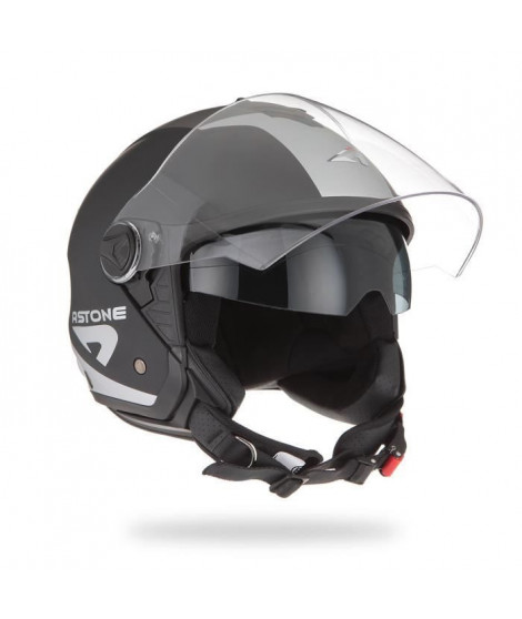 ASTONE Casque moto Jet Minis Wipe - Noir mat et gris