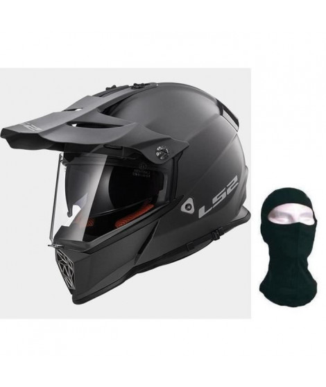 LS2 Casque Cross MX436 Pioneer Titanium Mat avec Cagoule