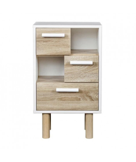 Rangement avec 2 portes - Pieds bois de pin blanc - LILA