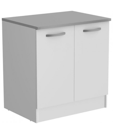 OSLO Meuble bas 2 portes + plan - Décor blanc - L 80 x P 60 x H 86 cm