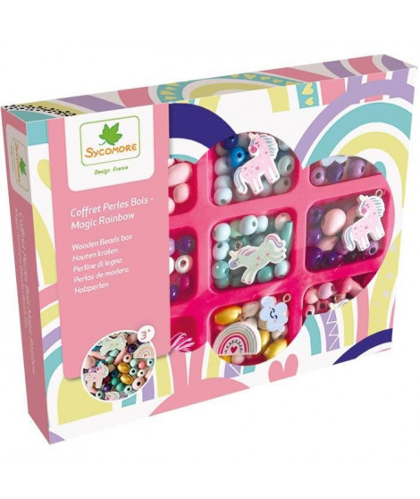 PERLES - COFFRET PERLES BOIS MAGIC RAINBOW