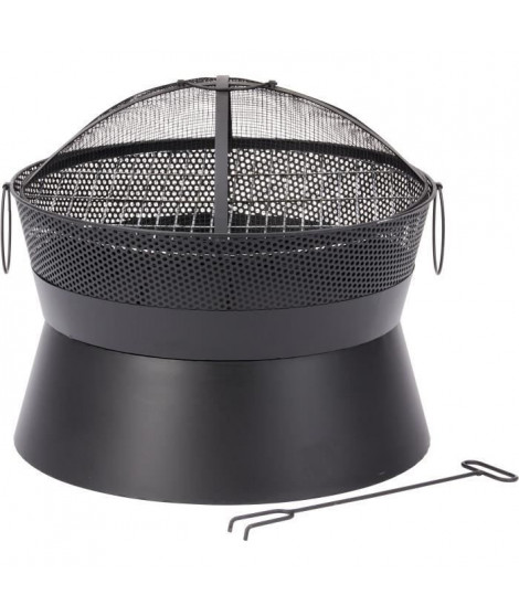 Brasero Leon en acier - Finition noire - Grille chromée - H42 x L51 x P51 cm