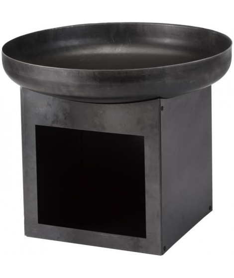 Brasero Laguna Firebowl & Log Store en acier - Finition huile brossé - H50 x L60 x P60 cm