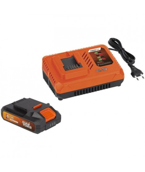 Pack batterie + chargeur 20V Dual Power POWDP9063 - Chargeur rapide 4 Ah, Batterie  20 V 3 Ah