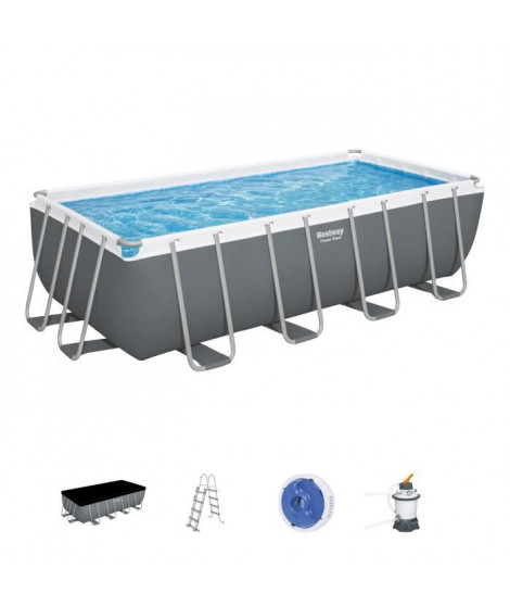 BESTWAY Piscine hors sol Power Steel 488 x 244 x 122 cm, filtre a sable, bâche, échelle, diffuseur Chemconnect