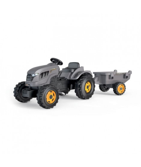 SMOBY Tracteur a pédales Stronger XXL + Remorque - Gris