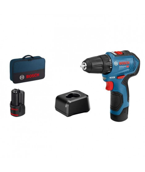 Perceuse visseuse Bosch Professional GSR 12V-30 + 2 batteries 2,0Ah + chargeur GAL 12V-20 livrés en sacoche - 06019G9004