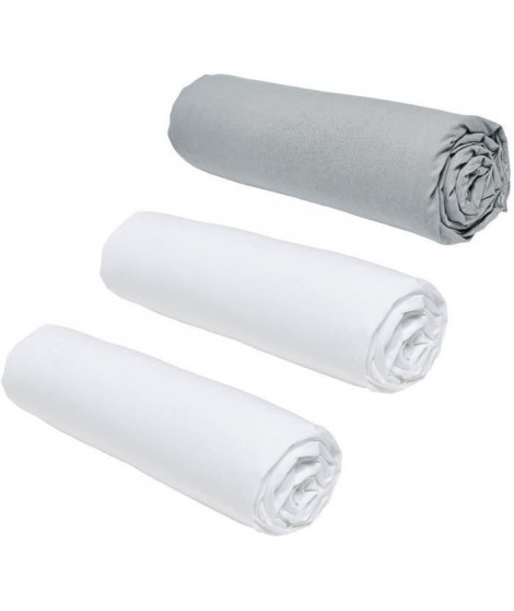 Lot de 3 draps housses TODAY Essential - 160 x 200 cm - 2 personnes - 100% Coton - Craie/ Acier