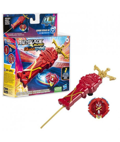 Beyblade Burst QuadStrike, pack Lanceur puissance et vitesse Xcalius, ensemble de combat avec lanceur Xcalius et toupie