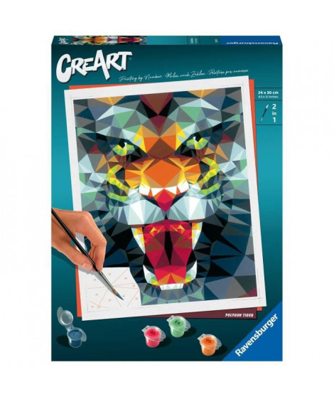 CreArt 24x30 cm- Polygon Tiger -4005556235148 - Ravensburger