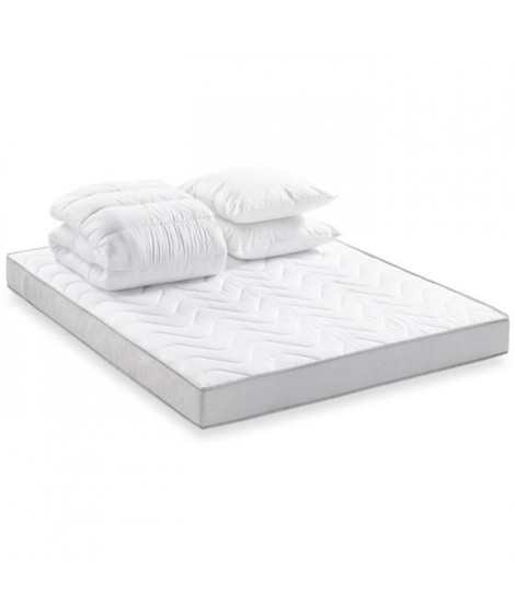 DEKO DREAM Pack matelas 140x190cm + couette 240x220 + 2 oreillers MISA