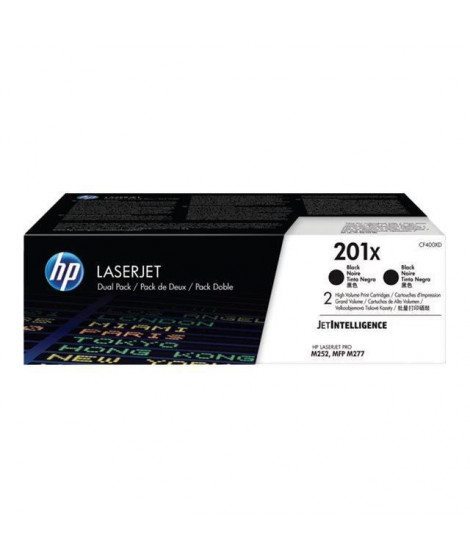 HP 201X Pack de 2 cartouches de toner noir LaserJet grande capacité authentiques (CF400XD) pour Color LJ Pro MFP M277/M274/M252