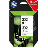 HP 302 Pack de 2 cartouches d'encre noire et trois couleurs authentiques (X4D37AE) pour HP DeskJet 2130/3630 et HP OfficeJet …