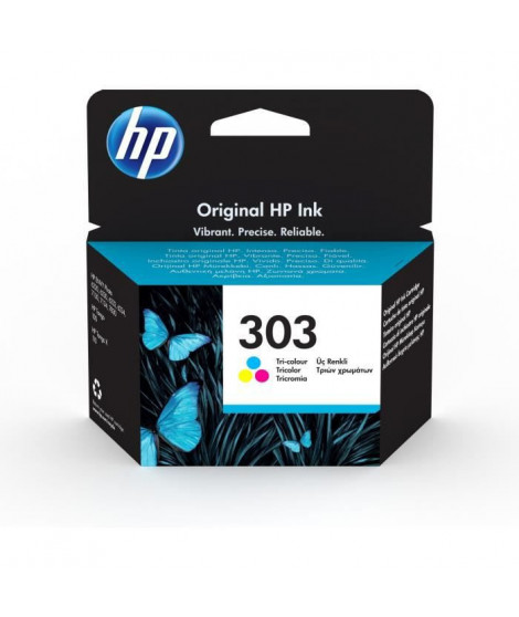 HP 303 Cartouche d'encre trois couleurs authentique (T6N01AE) pour HP Envy Photo 6220/6230/7130