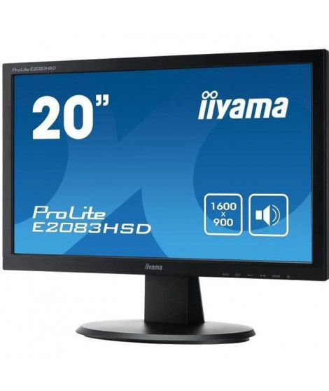 Ecran PC - IIYAMA ProLite E2083HSD-B1 - 19 - 5 1600x900 - VGA - DVI - Haut-parleurs - 250cd/m² - 12mln:1 ACR - 5ms - TCO