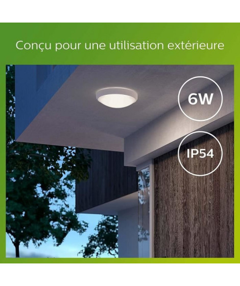 PHILIPS Plafonnier DORIS - 6W - 4000 Kelvin - IP54 - Blanc