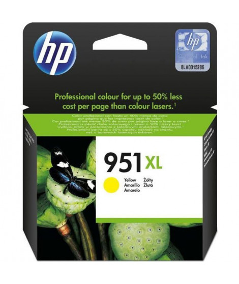 HP 951XL Cartouche d'encre jaune grande capacité authentique (CN048AE) pour HP OfficeJet Pro 251dw/276dw/8100/8600