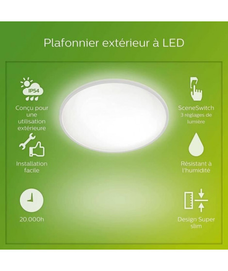 PHILIPS Plafonnier LED SUPERSLIM - 15W - Blanc