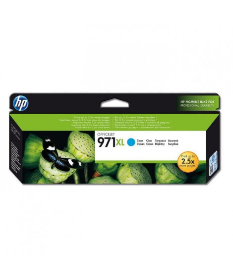 HP 971XL Cartouche d'encre cyan grande capacité authentique (CN626AE) pour HP Officejet Pro X451/X476/X551/X576