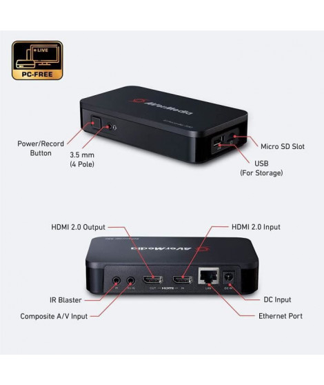 AVerMedia EzRecorder330- Booetier Enregistrement et Streaming en Full HD 1080p sans PC- Passerelle 4K-Compatible Consoles Nex…