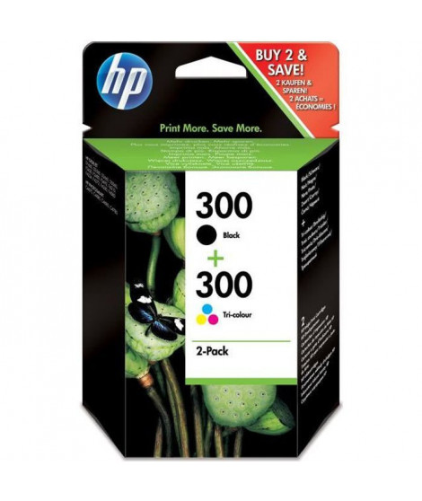 HP 300 Pack de 2 cartouches d'encre noire et trois couleurs authentiques (CN637EE) pour DeskJet F4580 et Photosmart C4680/C4795