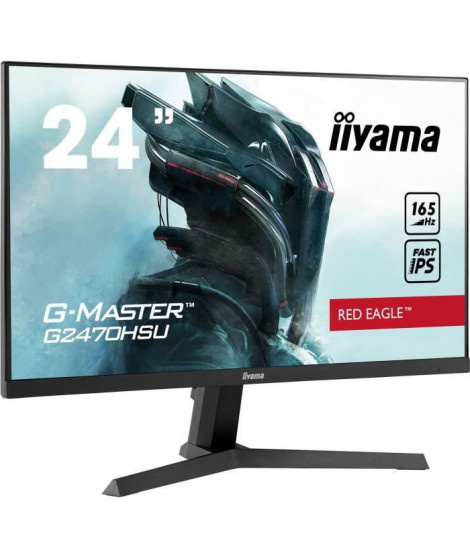 Ecran PC Gamer - IIYAMA G-Master Red Eagle G2470HSU-B1 - 23,8 FHD - Dalle IPS - 0,8 ms - 165 Hz - HDMI / DisplayPort - FreeSync