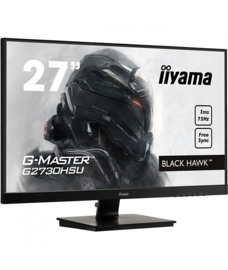 Ecran IIYAMA G-Master Black Hawk - 27 Full HD - Dalle TN - 1 ms - 75 Hz - DisplayPort / HDMI / VGA - AMD FreeSync