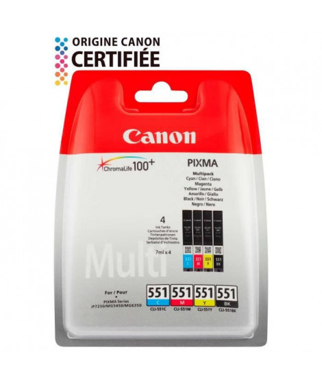 CANON Pack de 4 cartouche d'encre CLI-551 Noir/Cyan/Magenta/Jaune