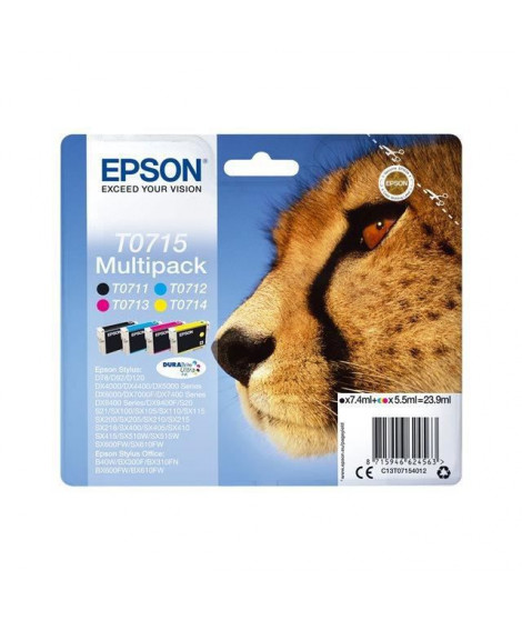 EPSON Multipack T0715 - Guépard - Noir, Cyan, Magenta, Jaune (C13T07154012)