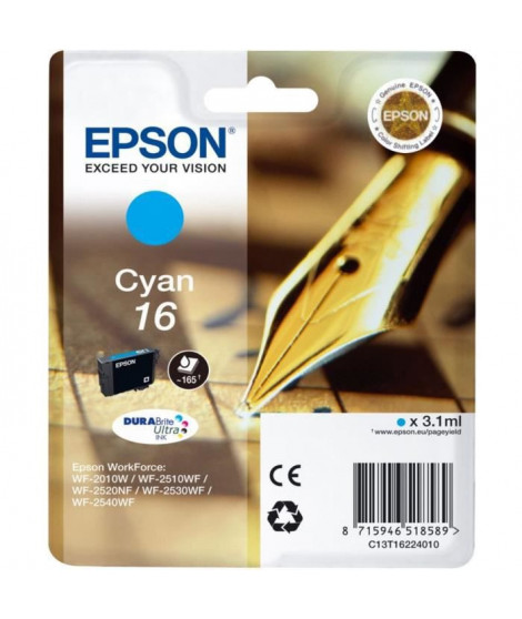 EPSON Cartouche d'encre 16 Cyan - Stylo plume (C13T16224022)