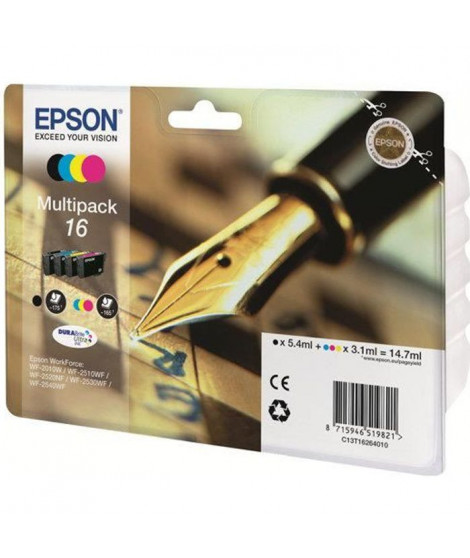 EPSON Multipack T1626 - Stylo Plume - Noir, Cyan, Magenta, Jaune (C13T16264012)