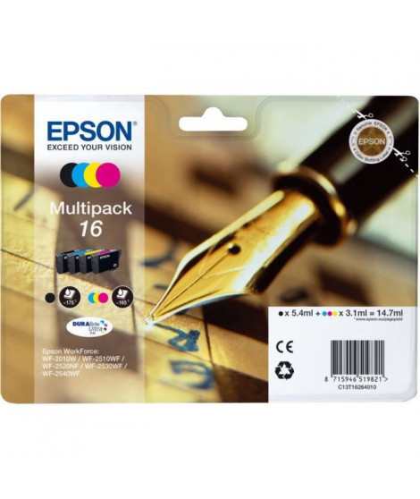 EPSON Multipack 16 - Stylo Plume - Noir, Cyan, Jaune, Magenta (C13T16264022)