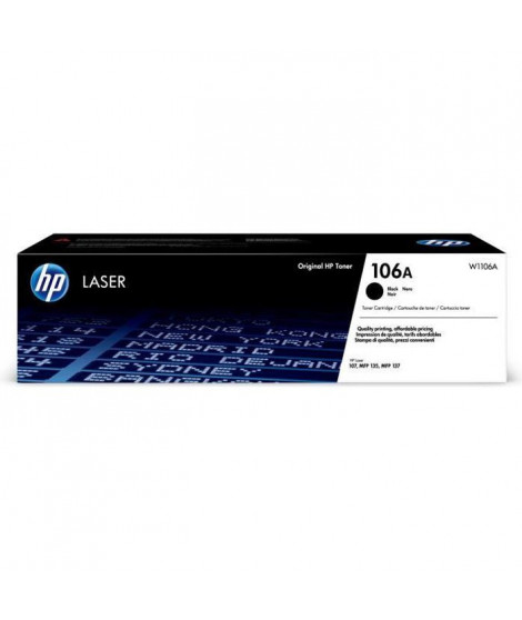 HP 106A Cartouche de toner noir authentique (W1106A) pour imprimantes HP Laser 107 et multifonctions HP laser 135/137