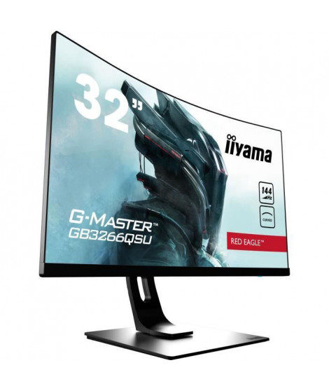 Ecran PC Gamer Incurvé - IIYAMA G-Master Red Eagle GB3266QSU-B1 - 31,5 WQHD - Dalle VA - 1 ms - 144 Hz - HDMI/DisplayPort -Fr…