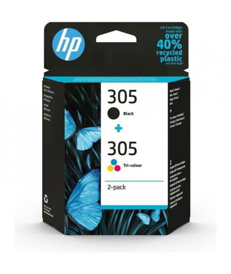 HP 305 Pack de 2 Cartouches d'Encre Noire et Trois Couleurs Authentiques (6ZD17AE)