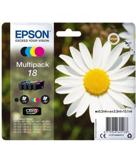 EPSON Multipack T1806 - Pâquerette - Noir, Cyan, Magenta, Jaune (C13T18064012)