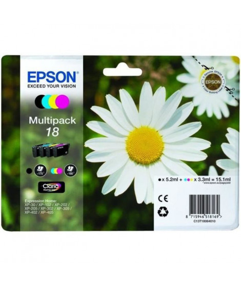 EPSON Multipack T1806 - Pâquerette - Noir, Cyan, Magenta, Jaune (C13T18064022)