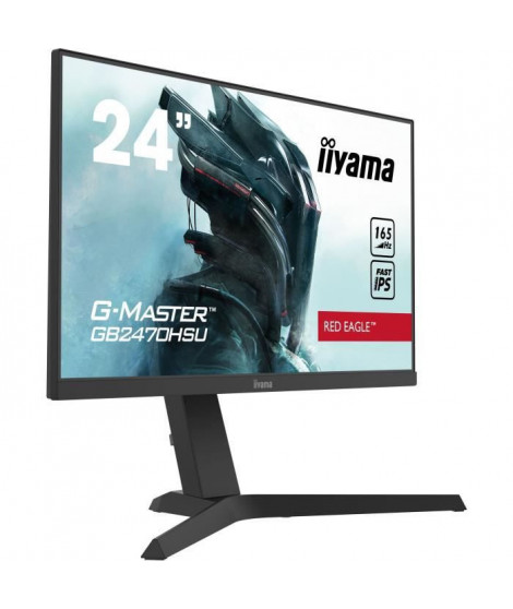 Ecran PC Gamer - IIYAMA G-Master Red Eagle GB2470HSU-B1 - 23,8 FHD - Dalle IPS - 0,8 ms - 165 Hz - HDMI / DisplayPort - FreeSync