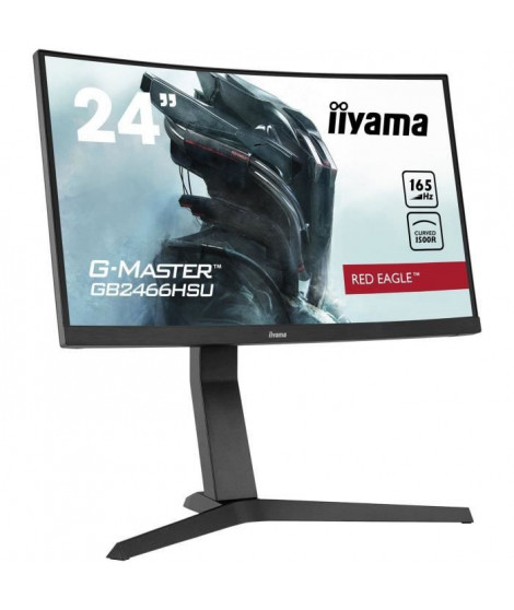 Ecran PC Gamer Incurvé - IIYAMA G-Master Red Eagle GB2466HSU-B1 - 23,6 FHD - Dalle VA - 1 ms - 165Hz - 2 x HDMI / DP - AMD Fr…