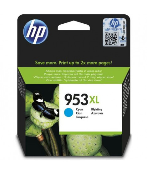 HP 953XL Cartouche d'encre cyan grande capacité authentique (F6U16AE) pour HP OfficeJet Pro 8710/8715/8720