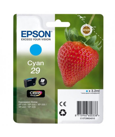 EPSON Cartouche d'encre T2982 cyan - Fraise (C13T29824012)