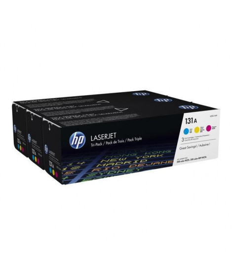 HP 131A Pack de cartouches de toner trois couleurs LaserJet authentiques (U0SL1AM) pour HP LaserJet Pro 200 Color M251/M276