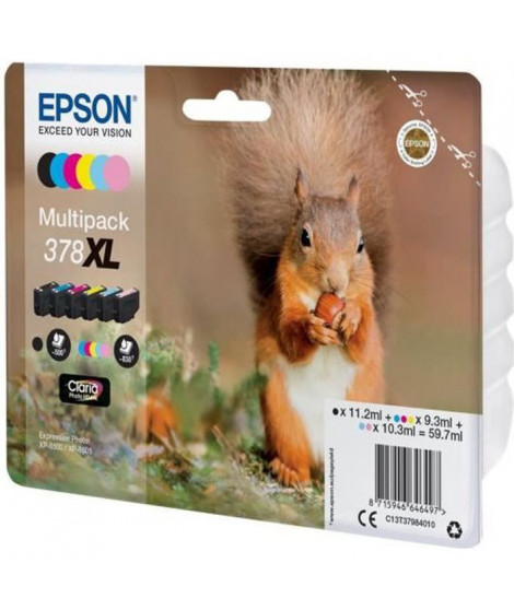 EPSON Multipack 378 XL - Ecureuil - Noir, Jaune, Cyan, Magenta, Magenta clair, Cyan clair (C13T37984010)