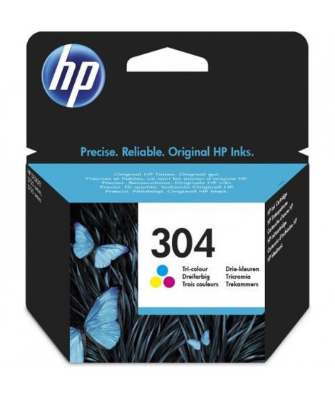 HP 304 Cartouche d'encre trois couleurs authentique (N9K05AE) pour HP DeskJet 2620/2630/3720/3730