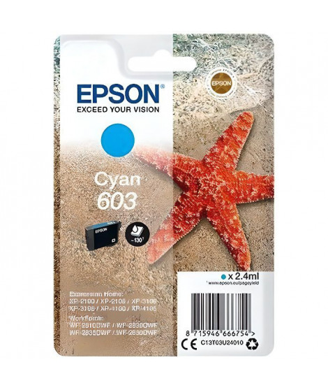 EPSON Cartouche d'encre 603 Cyan - Etoile de mer (C13T03U24010)